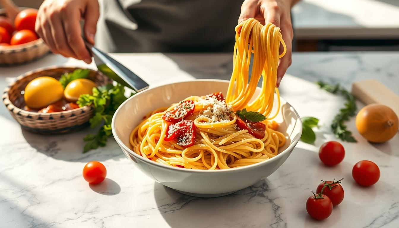 Measured baking ingredients prepared on a counter